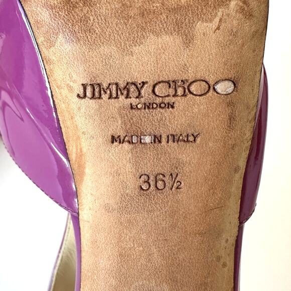 Jimmy Choo Purple Tribe Patent T-Strap Platform Heel Sandal Size 36.5 - Picture 13 of 16